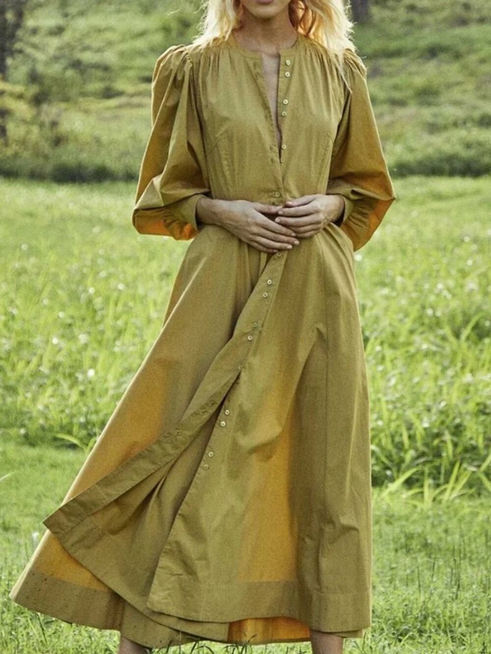 Doen Edlynne Oregano Green Dress- L